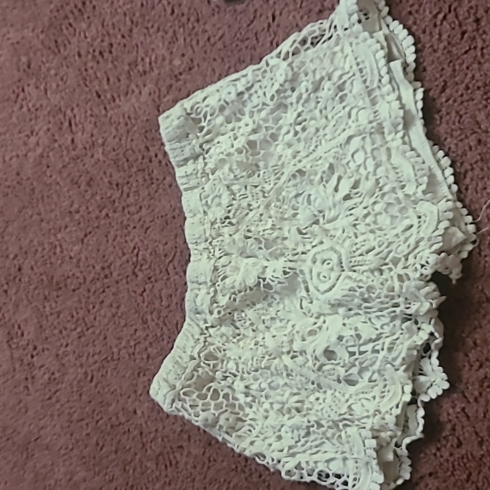 Ivory crochet shorts